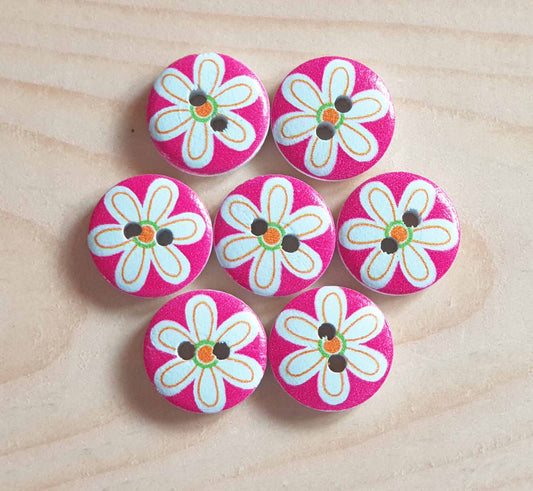 BABY DAISY / 15mm / Wooden Buttons / Sewing Buttons