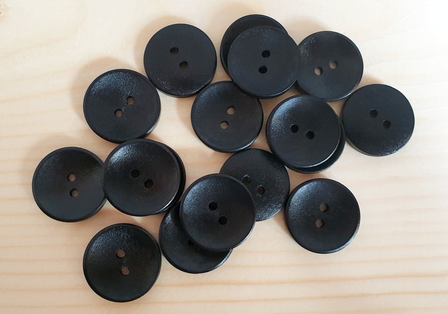 2-HOLE BLACK / 10-25mm  / Set of 10 buttons / Wooden Buttons / Sewing Buttons