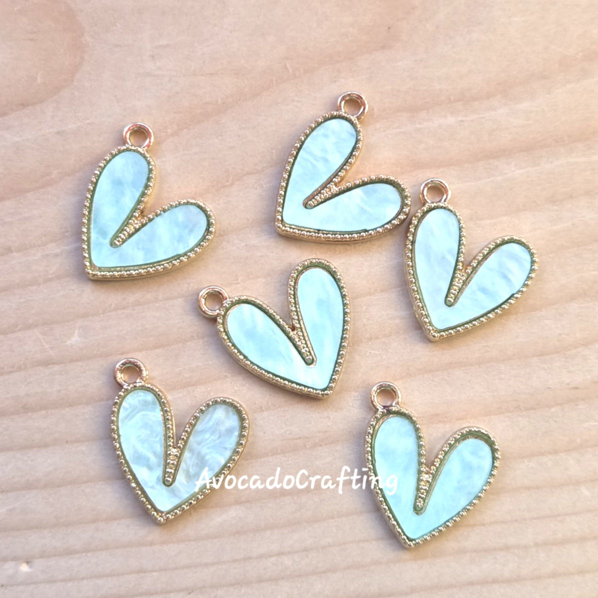 10 pieces // Blue Pastel Heart Charms / 17*20mm / Jewelry Making