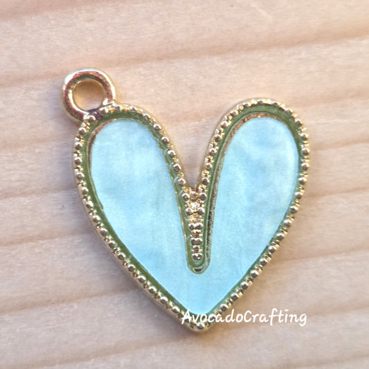 10 pieces // Blue Pastel Heart Charms / 17*20mm / Jewelry Making