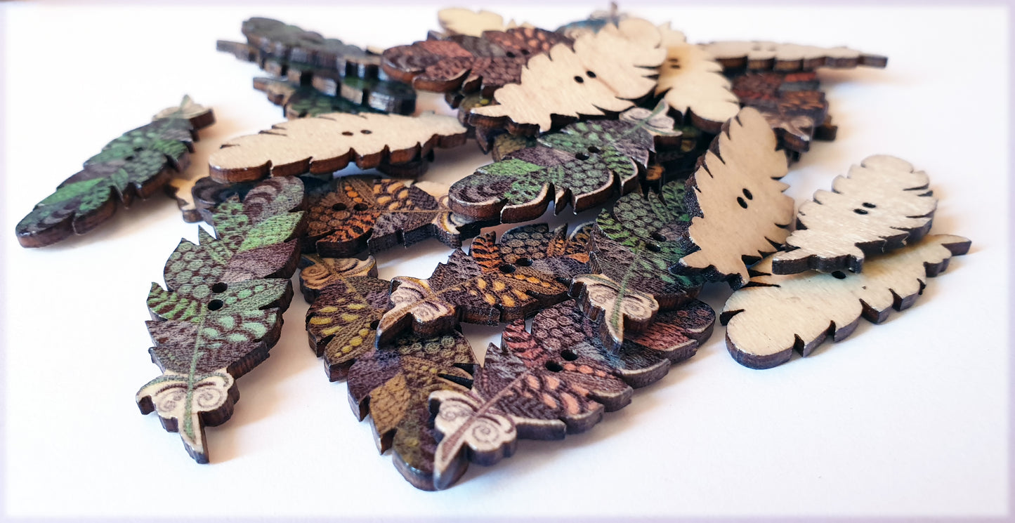 BOHO FEATHER / 40*15mm / Wooden Buttons / Sewing Buttons