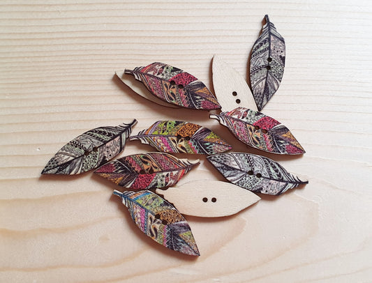 BOHO LEAF / 44*15mm / Wooden Buttons / Sewing Buttons