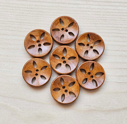BRYONY / Light Brown 2-Hole Wooden Buttons / 20mm (Set of 6)
