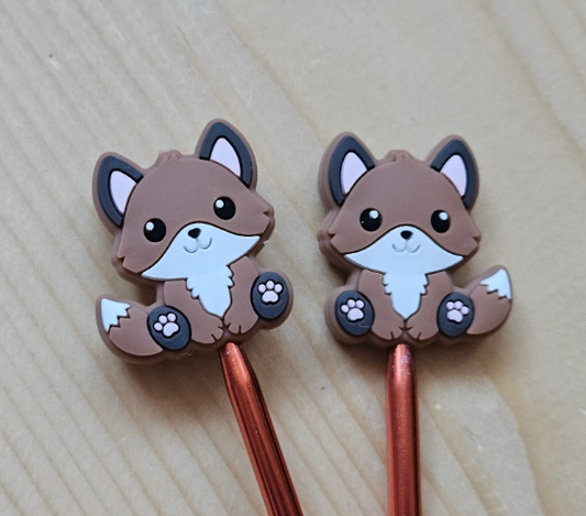 BABY FOX STITCH STOPPERS / Knitting Needle Stoppers / Point Protection / Notions