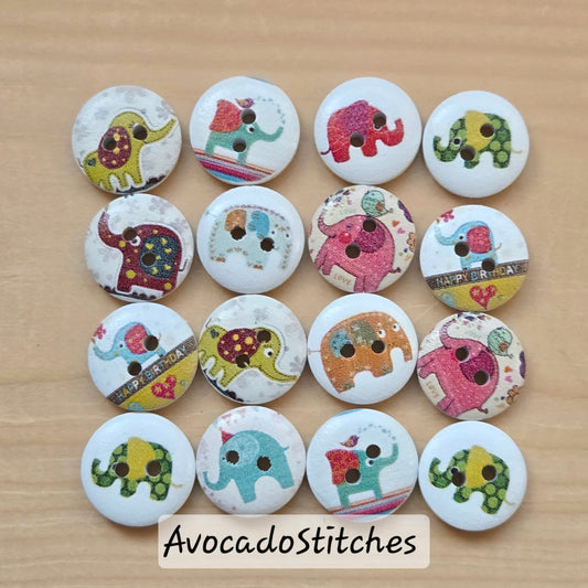 BABY SAFARI / 15mm - 8 buttons / Wooden Buttons / Sewing Buttons