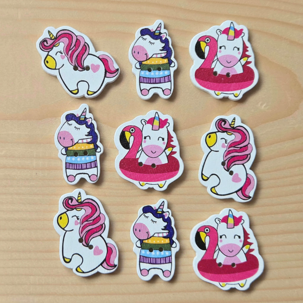 Clearance // Baby Unicorn / Wooden Buttons (Set of 8)