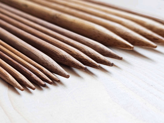 BAMBOO DOUBLE POINTED NEEDLES / 3.5-10mm - 25cm / 5 pcs / Knitting Needles / Tools