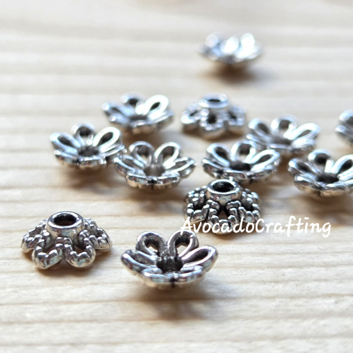 20/50 pieces // Zinc Alloy / Flower Bead Caps / 6mm / Antique Silver / Jewelry Making