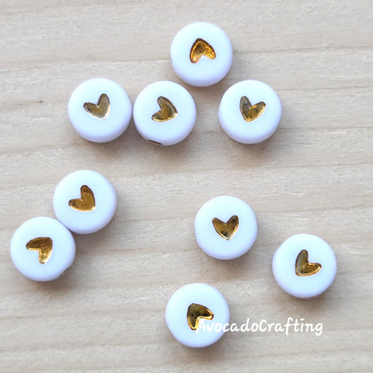 Acrylic Round Heart Beads / 100 pieces / Jewelry Making