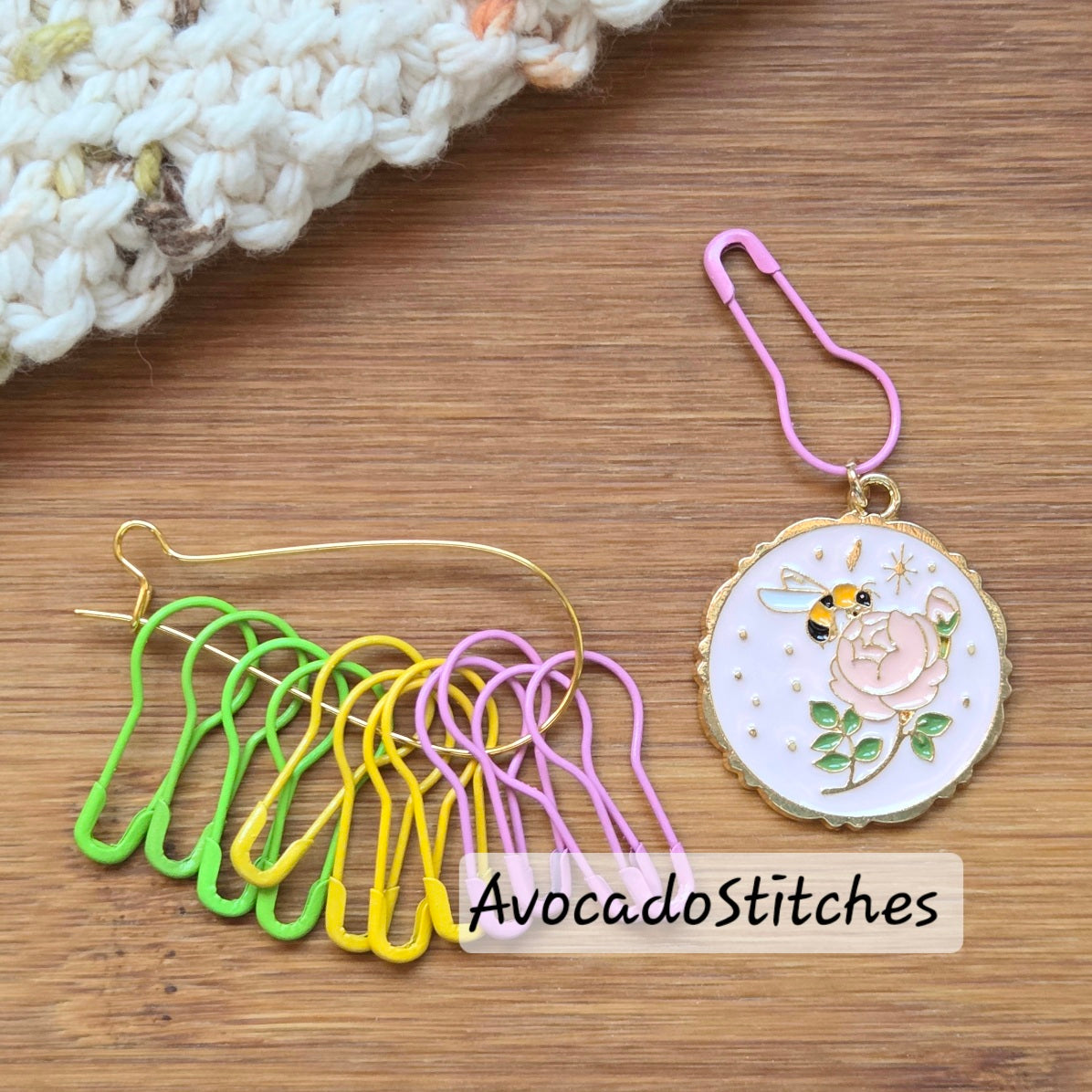 BEE MY ROSE - 14 pcs / Knitting Crochet Stitch Marker Set / Removable Stitch Markers / Notions