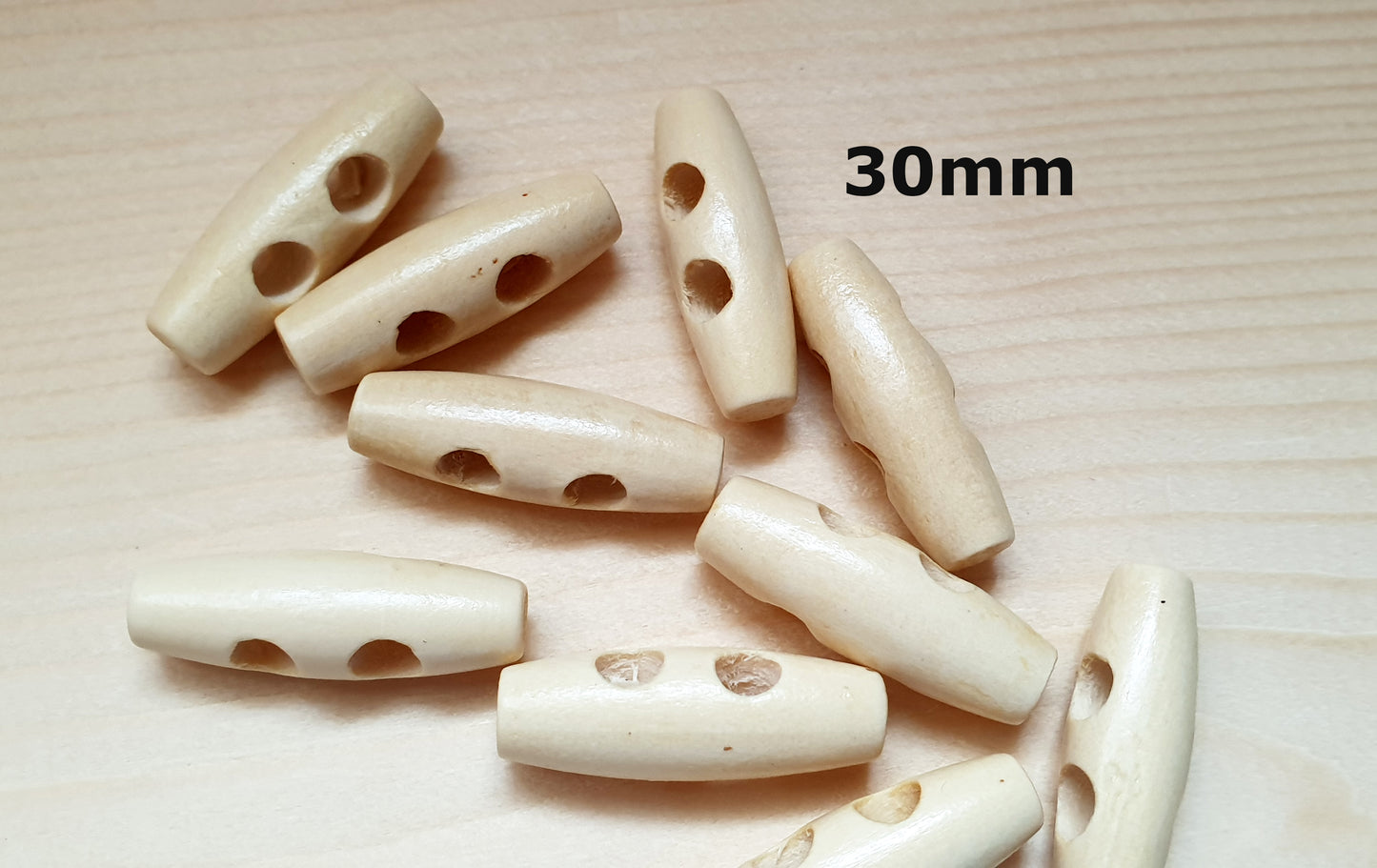 WOODEN TOGGLE BEIGE OFF-WHITE / 30-40mm / Wooden Toggle Buttons / Sewing Buttons