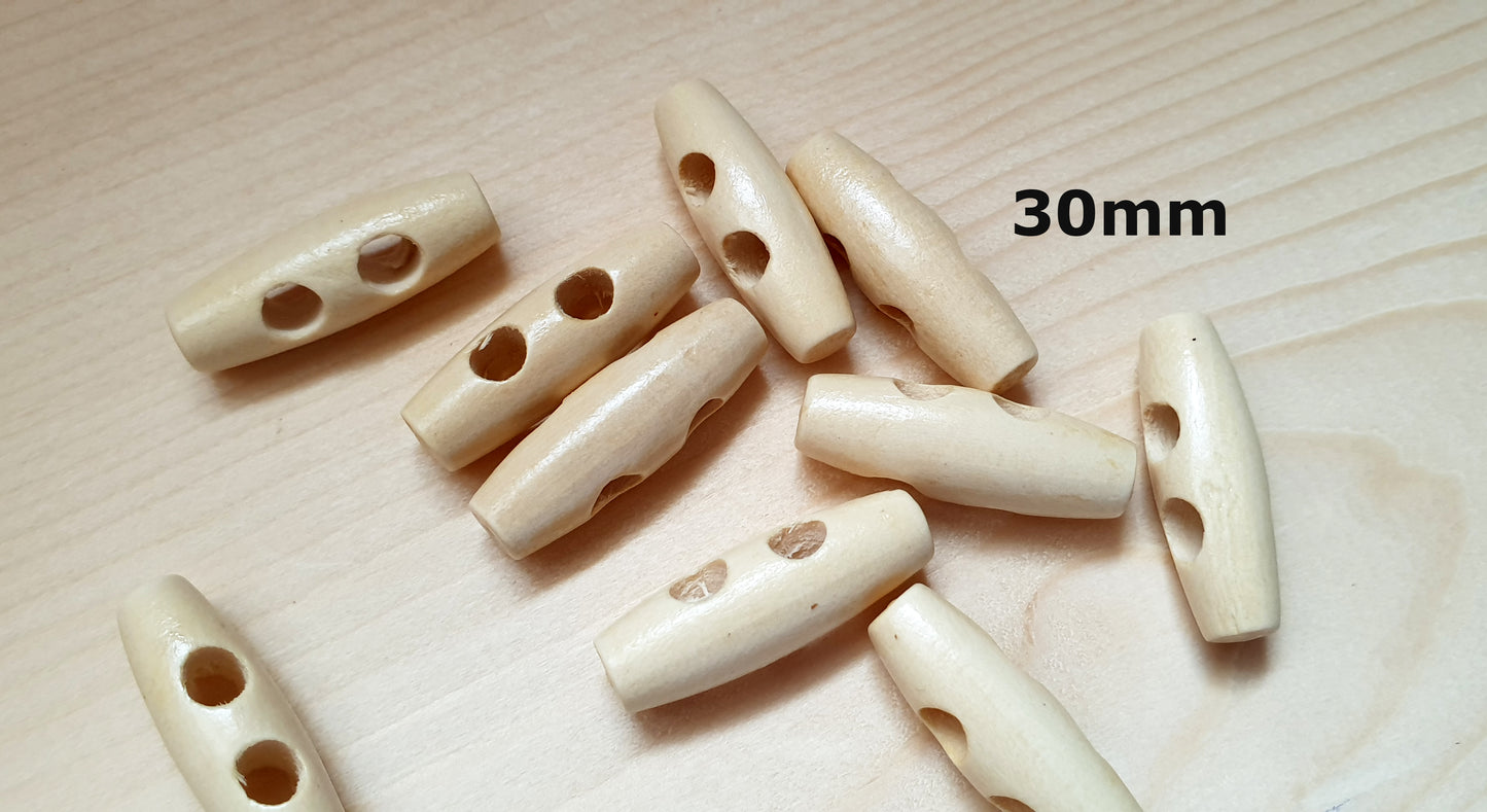 WOODEN TOGGLE BEIGE OFF-WHITE / 30-40mm / Wooden Toggle Buttons / Sewing Buttons