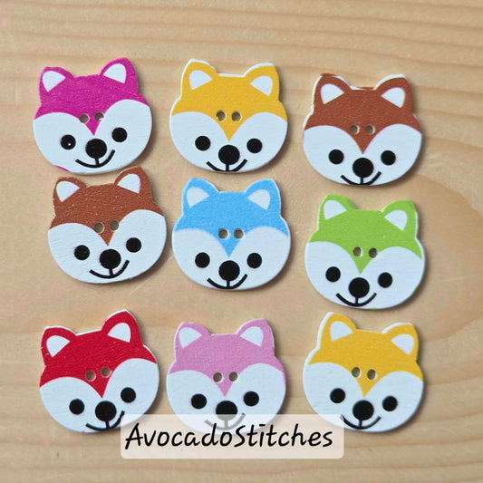 BIG HEAD FOX / 20*19mm / 8 buttons / Wooden Buttons / Sewing Buttons