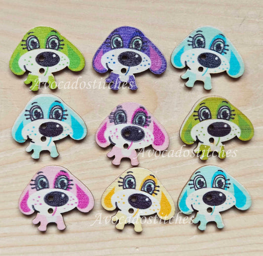BIG HEAD PUPPY / 30*27mm / 8 buttons / Wooden Buttons / Sewing Buttons