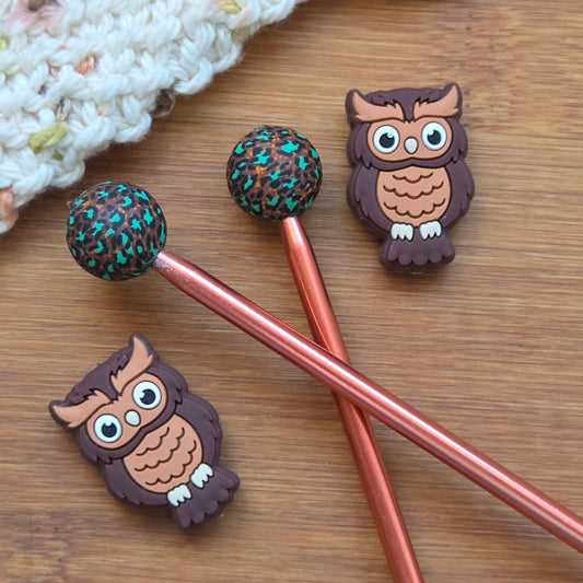 OWL STITCH STOPPERS / Knitting Needle Toppers / Notions