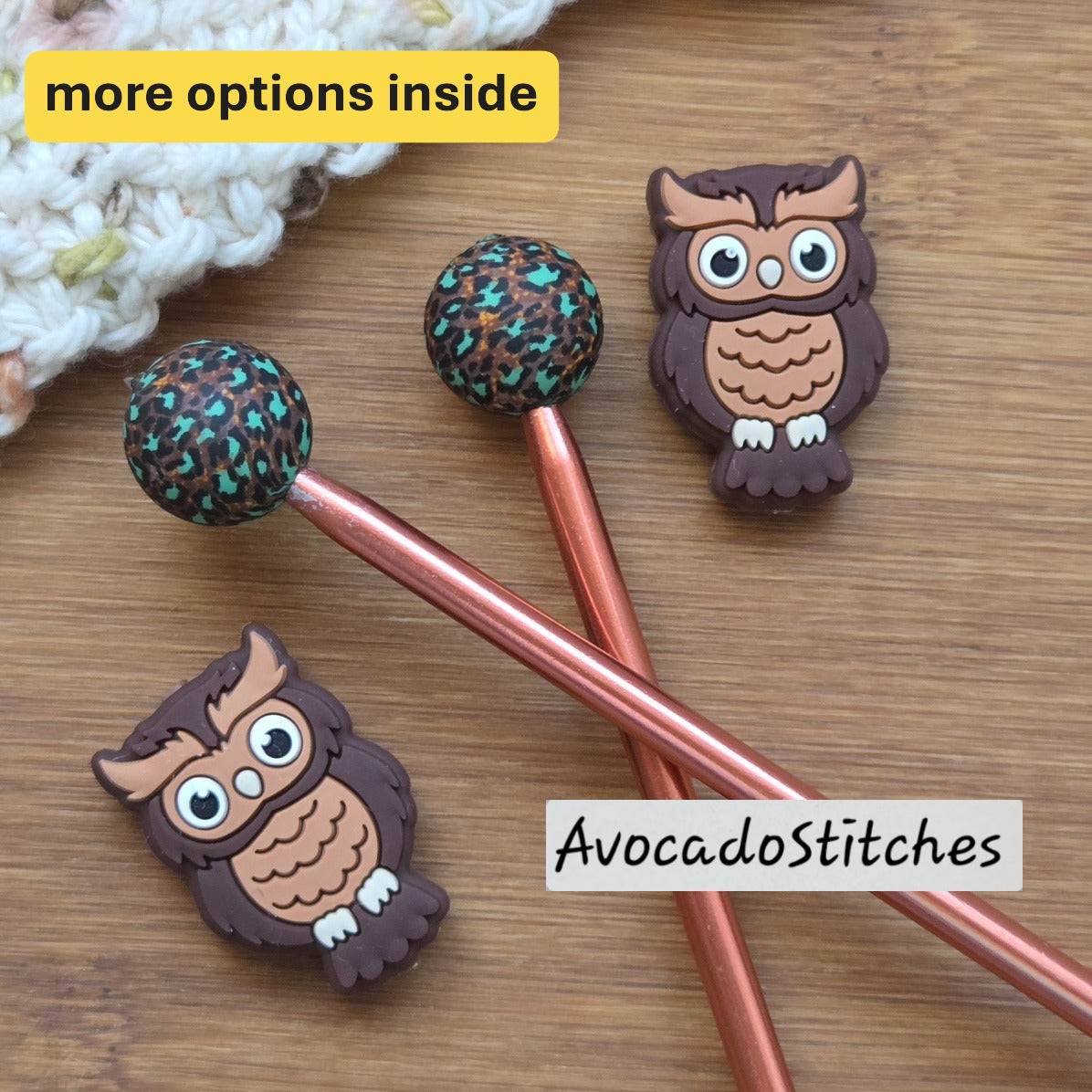 OWL STITCH STOPPERS / Knitting Needle Toppers / Point Protection / Notions