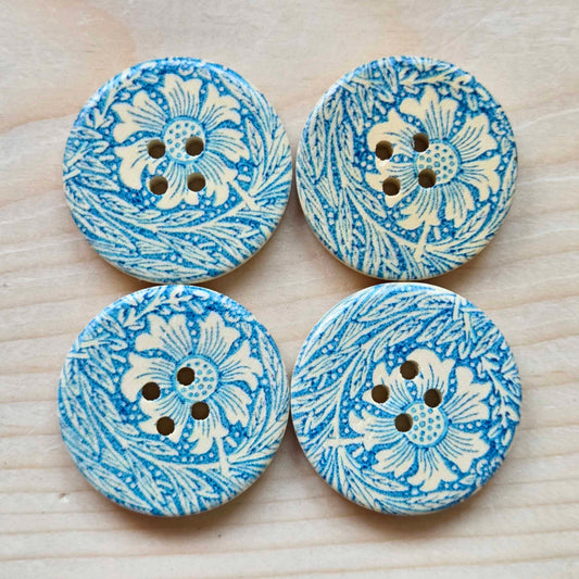 BLUE WHISPER / Wooden Buttons / 30mm (Set of 6)