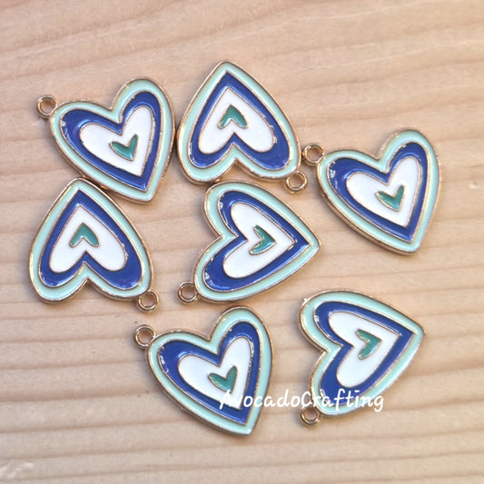Blue Sky Heart Charms / 10 pieces / Jewelry Making