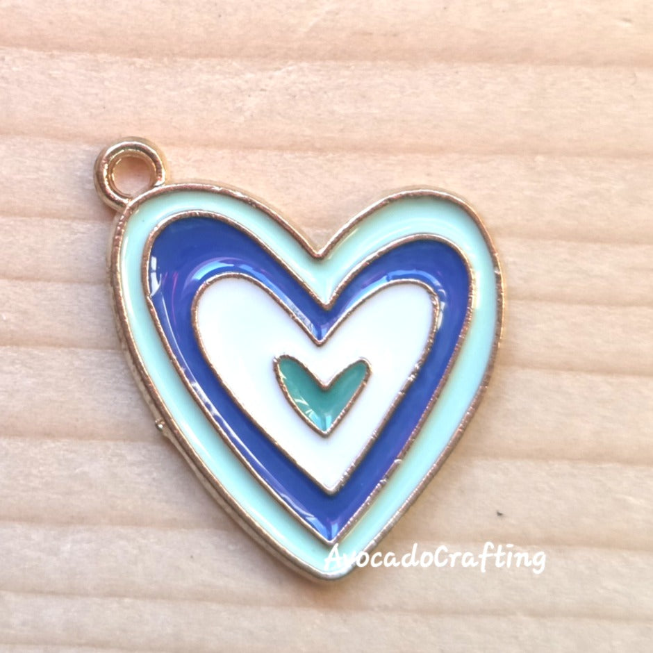 Blue Sky Heart Charms / 10 pieces / Jewelry Making