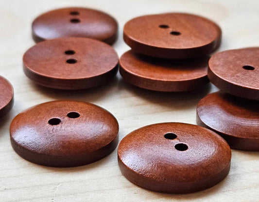 Clearance // BREAD Coffee Brown Wooden Buttons / 9-20mm Natural Wood Sewing Buttons (Set of 8)