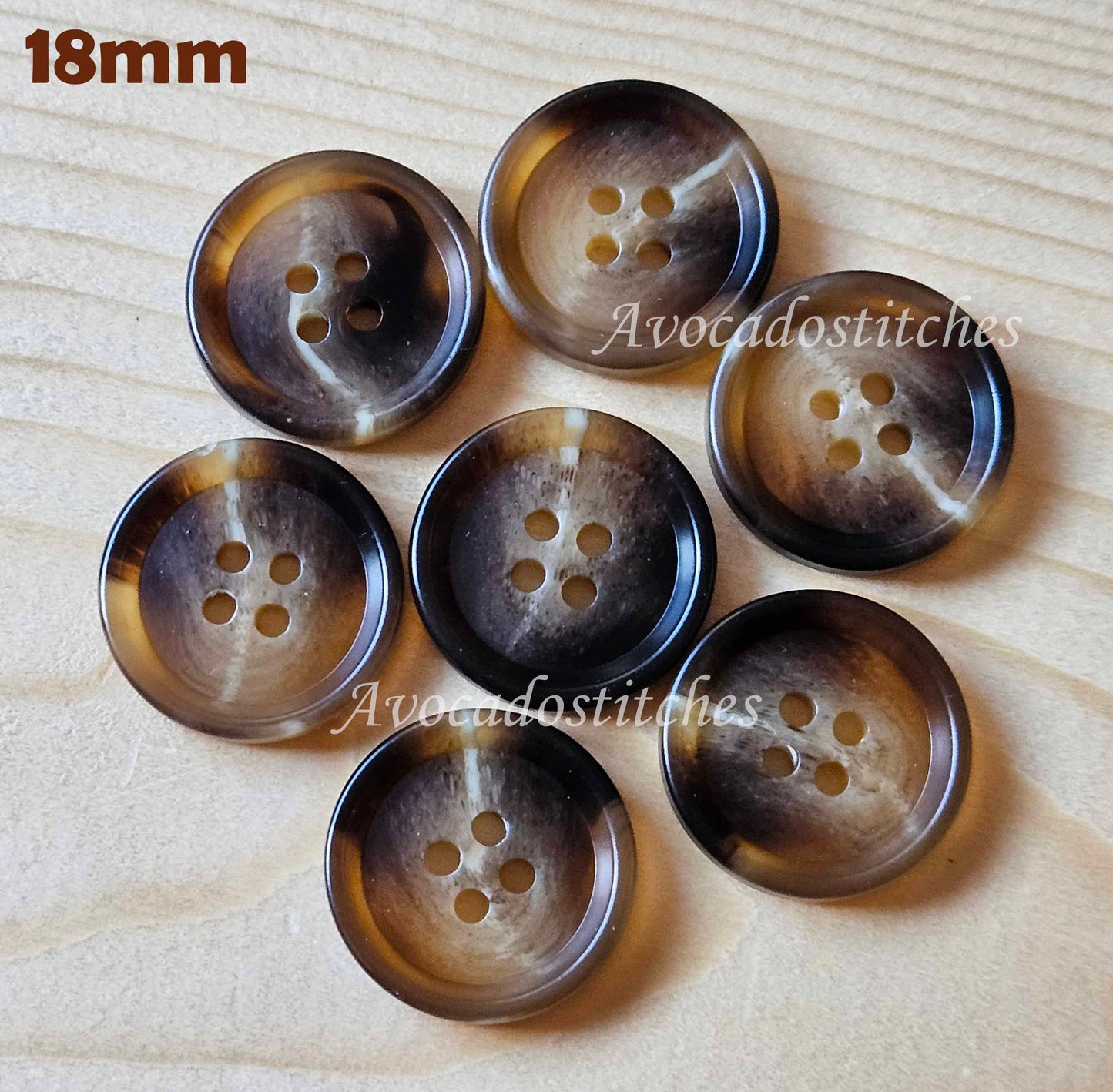 BROWN ROCKY MOUNTAIN / 18-28mm / Resin Buttons / Coat Jacket Shirt buttons / 4-Hole Buttons / Sewing
