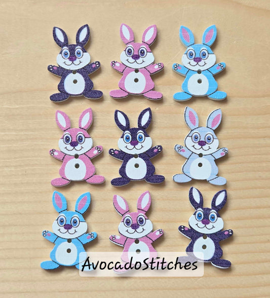 BUNNY / 28*10mm / 8 buttons / Wooden Buttons / Sewing Buttons