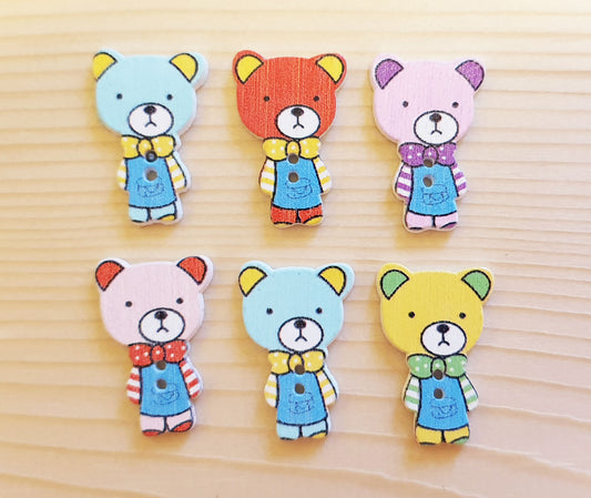 CARTOON BEAR / 28*19mm / Wooden Buttons / Sewing Buttons