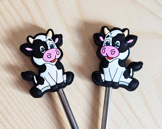 CARTOON COW STITCH STOPPERS / Knitting Needle Stoppers / Point Protection / Notions