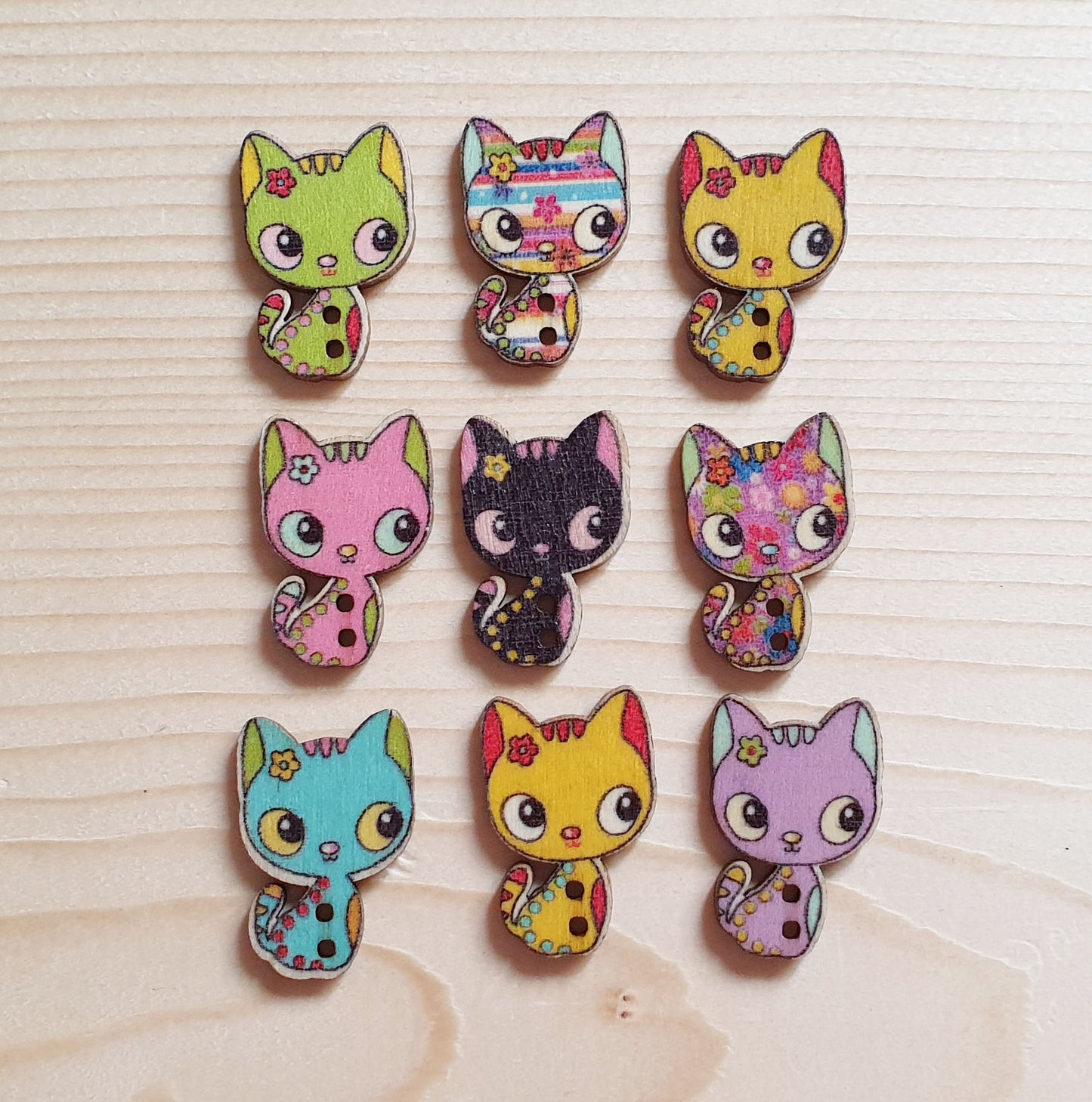 CAT ART / 17*26mm / Wooden Buttons / Sewing Buttons