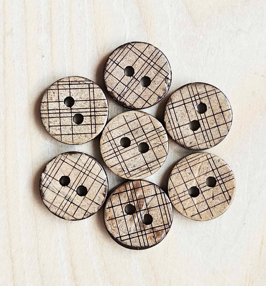 COCO CHECKERS / 12.5mm - 8 buttons / Coconut Buttons / Sewing Buttons