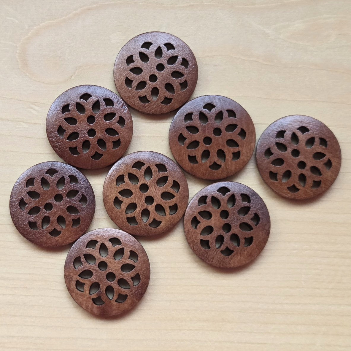 CHERRY BLOSSOM / Coffee Brown 2-Hole Wooden Buttons / 25mm (Set of 6)