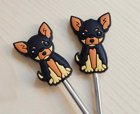 PUPPY STITCH STOPPERS /2 pieces / Knitting Needle Stoppers / Point Protection / Notions