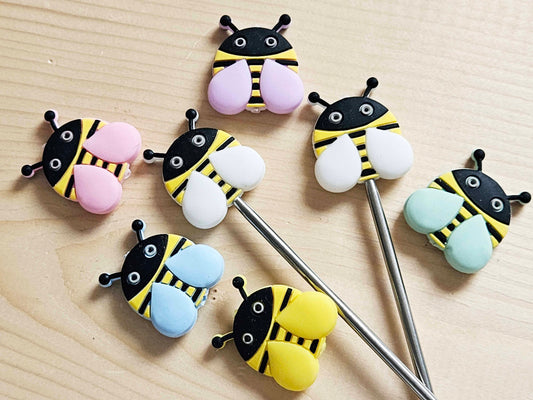 CHUBBY BEE STITCH STOPPERS / Knitting Needle Stoppers / Point Protection / Notions