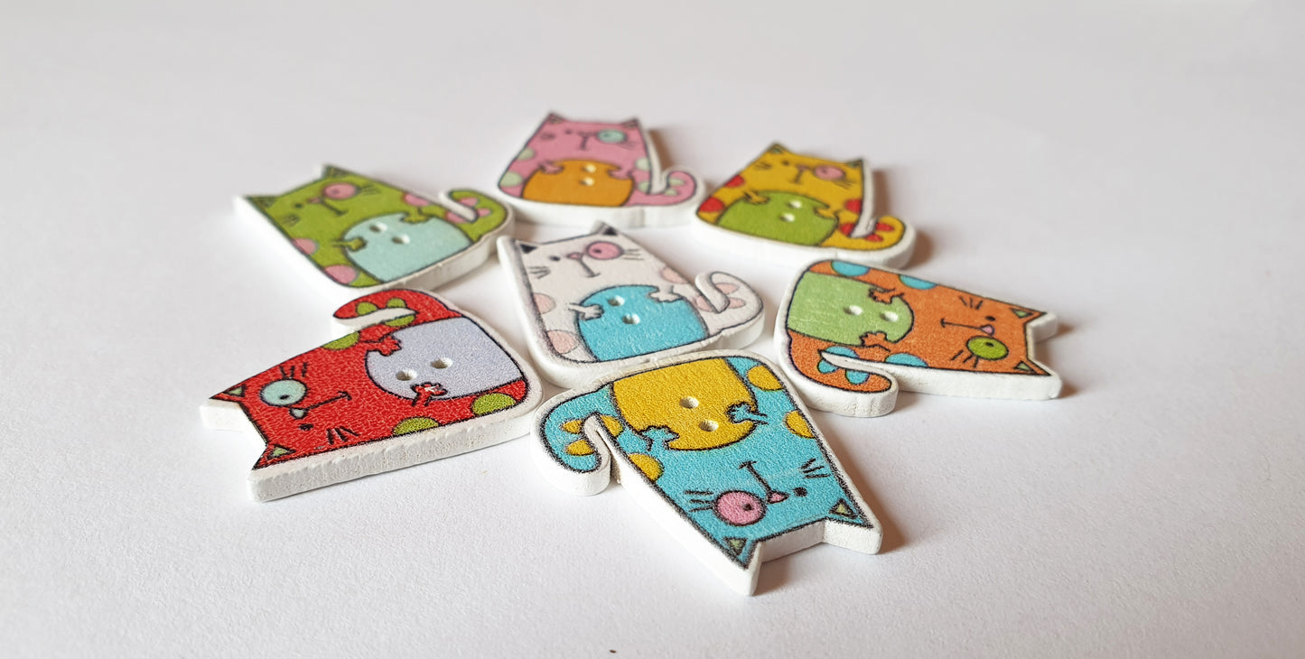 CHUBBY CAT / 25*23mm / Wooden Buttons / Sewing Buttons