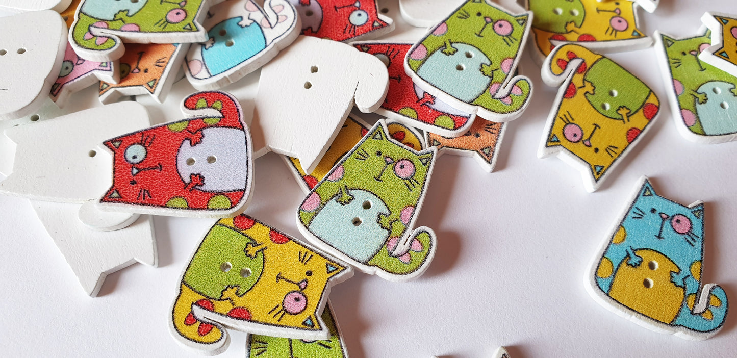 CHUBBY CAT / 25*23mm / Wooden Buttons / Sewing Buttons