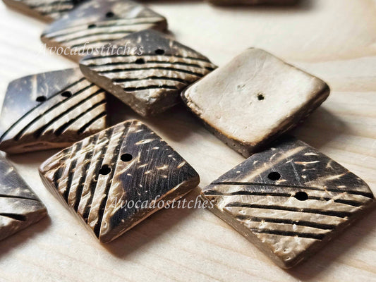 COCO ABORIGINAL ART / 20*20mm / Set of 4 buttons / Coconut Buttons / Sewing Buttons