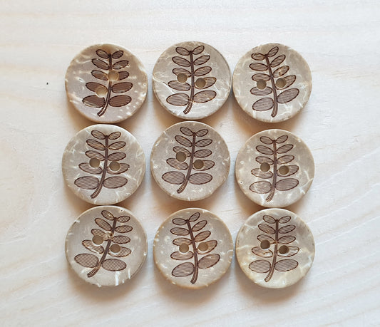 COCO BUTTON FERN / 11-18mm / Coconut Buttons / Sewing Buttons