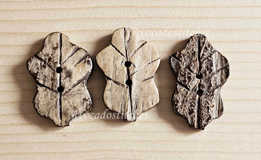 COCO FALLEN LEAF / 30*22mm - 3 buttons / Coconut Buttons / Sewing Buttons