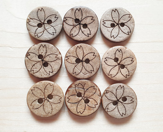 COCO JASMINE / 12.5-15mm / Coconut Buttons / Sewing Buttons