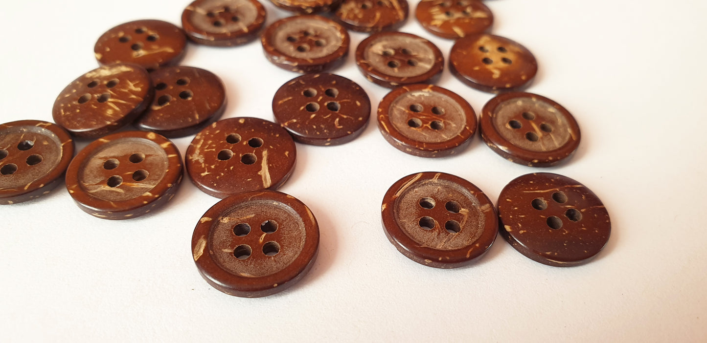 COCO RAISED EDGE / 15mm / Coconut Buttons / Sewing Buttons