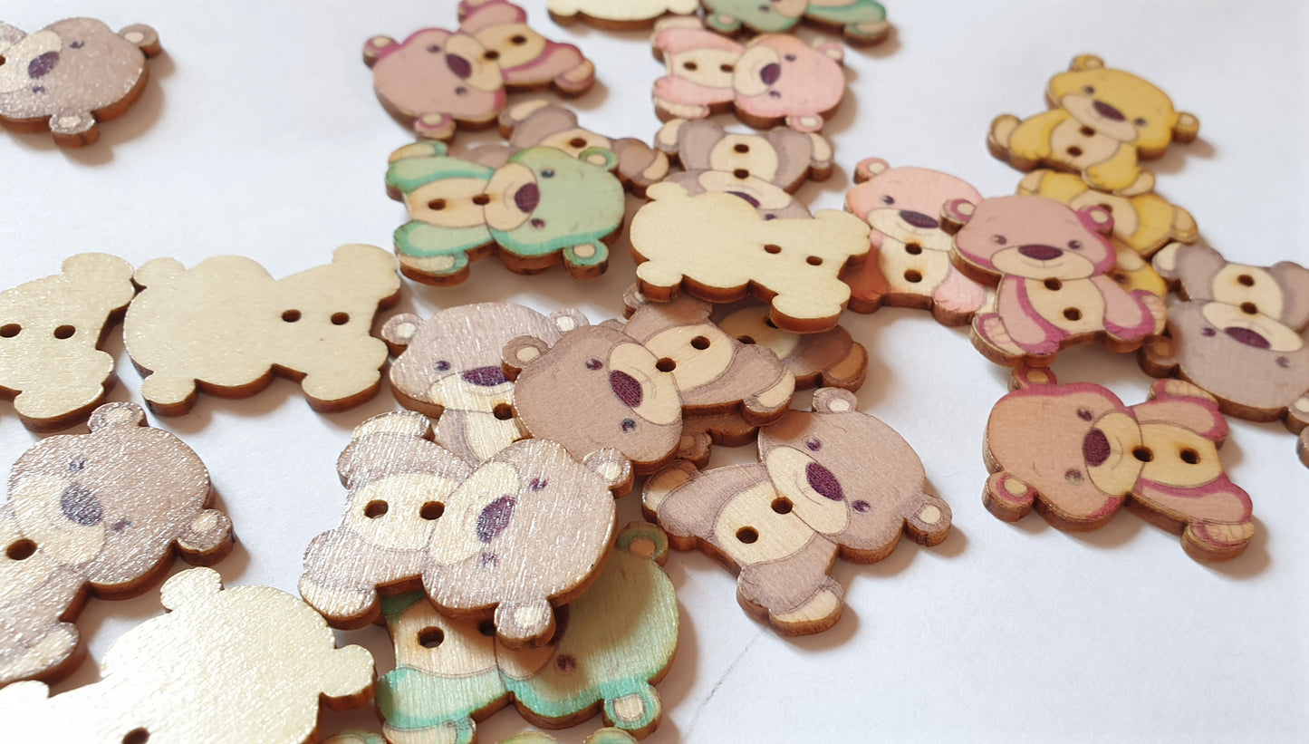 CUTIE BEAR / 24*27mm / Wooden Buttons / Sewing Buttons