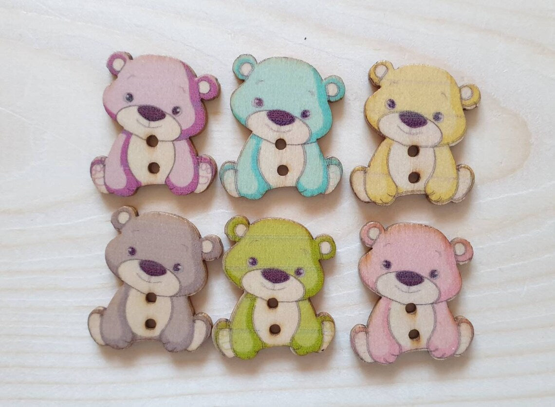 CUTIE BEAR / 24*27mm / Wooden Buttons / Sewing Buttons