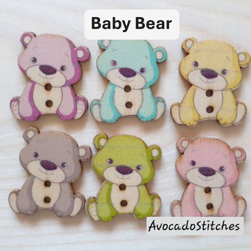 BEAR / 8 buttons / Wooden Buttons / Sewing Buttons