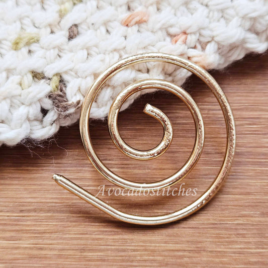 GOLDEN SPIRAL CABLE NEEDLE / Knitting Crochet Stitch Holder / Notions