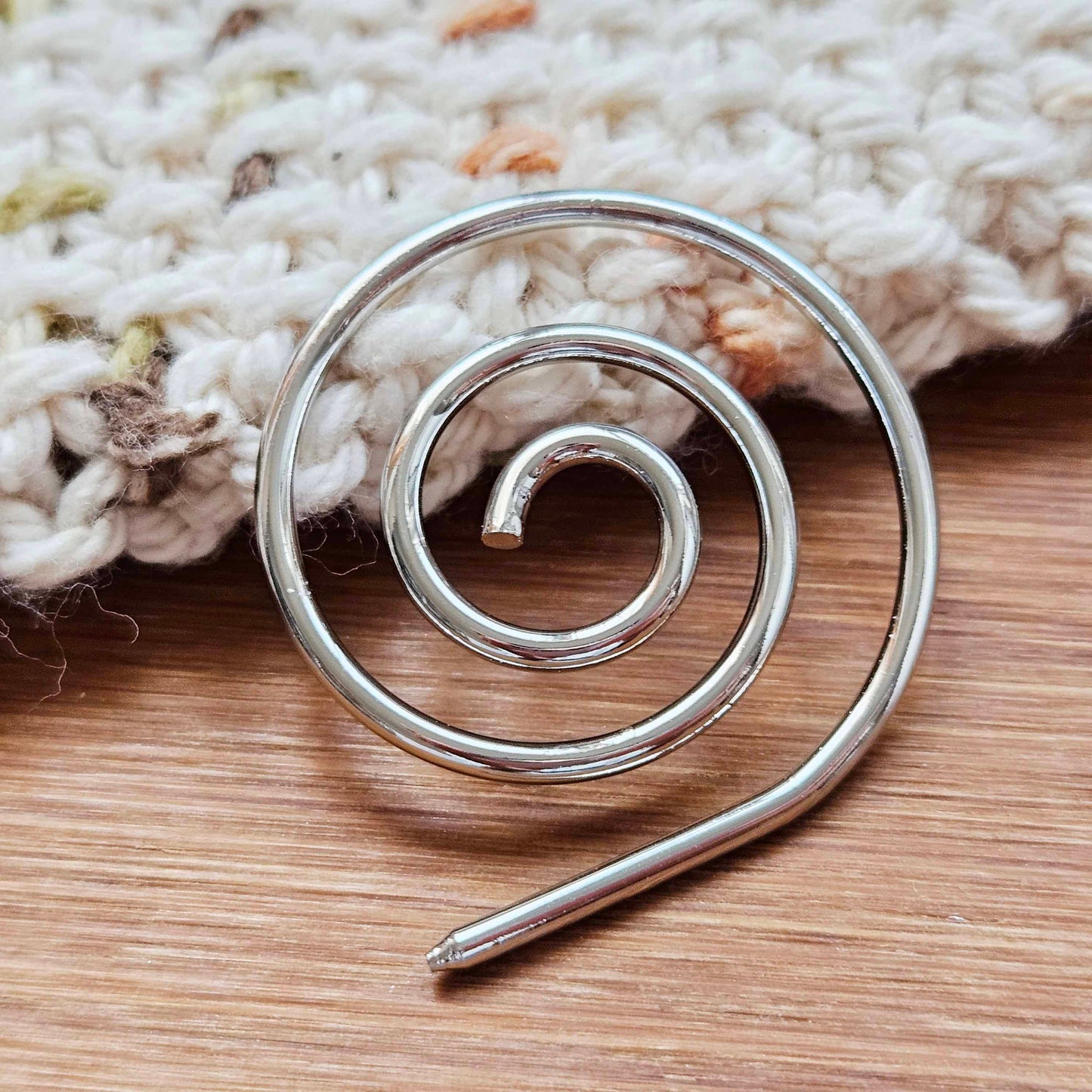 SPIRAL Aluminum Silver Cable Needle / Knitting Crochet Stitch Holder / Knitting Notions