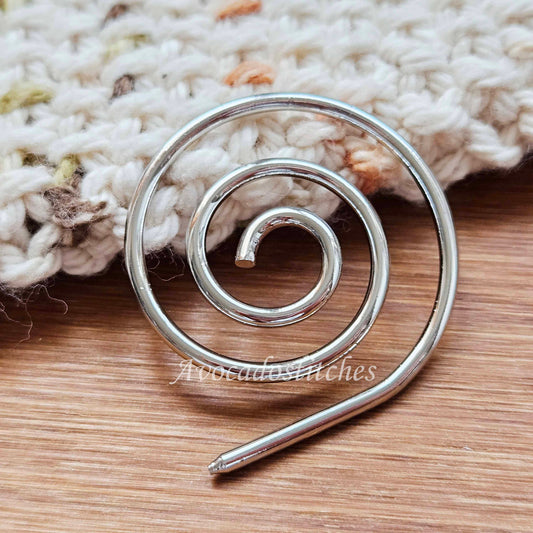 SILVER SPIRAL CABLE NEEDLE SILVER / Knitting Crochet Stitch Holder / Notions