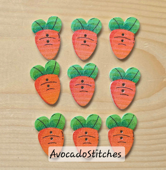 CARROT / 18*25mm / 8 buttons / Wooden Buttons / Sewing Buttons