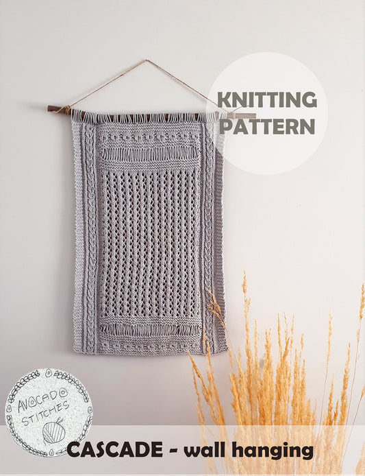 CASCADE WALL HANGING (Digital Knitting Pattern) / Knit Wall Hanging Pattern / Boho Style / Digital Knitting Pattern