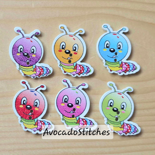 CATERPILLAR / 30*26mm / 8 buttons / Wooden Buttons / Sewing Buttons