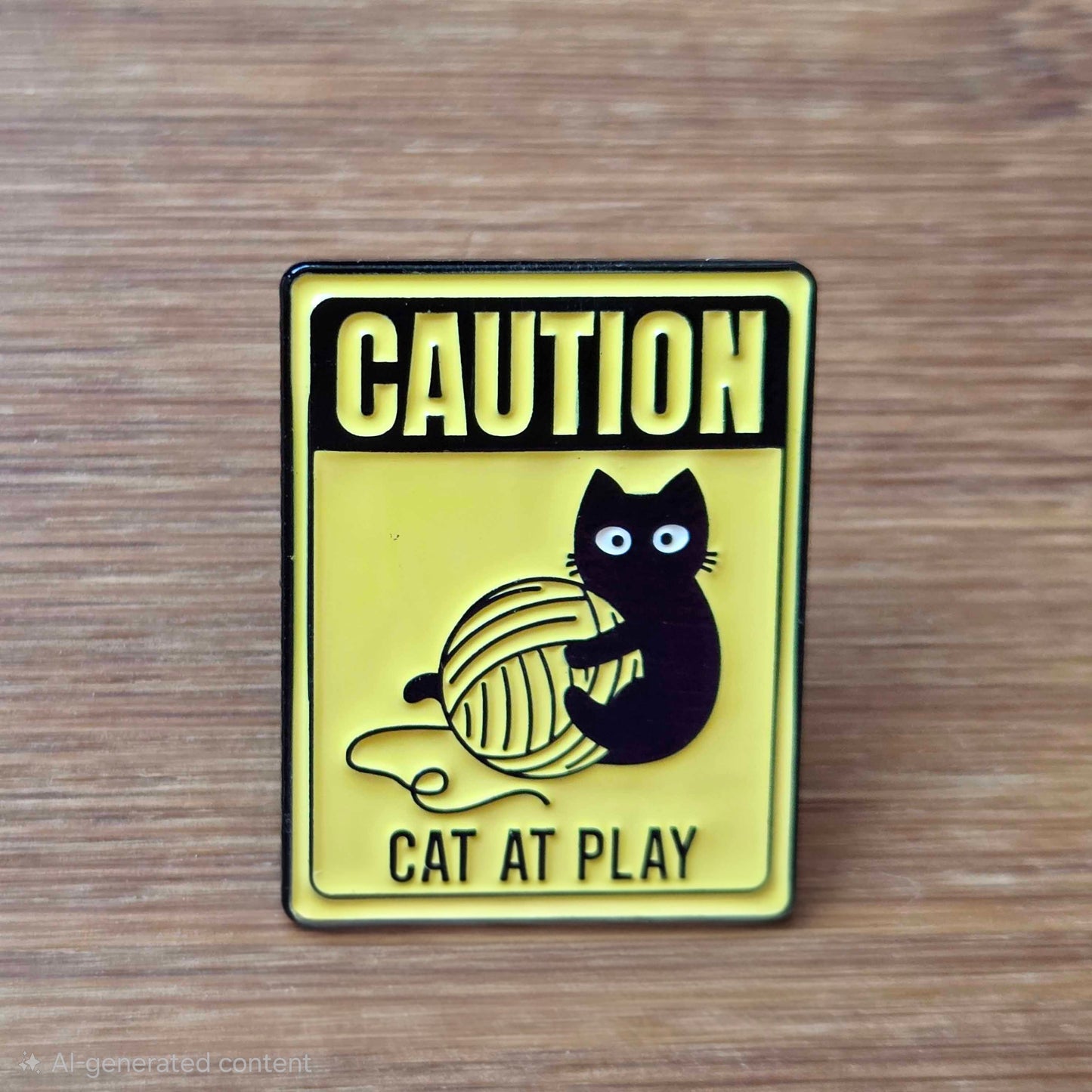 CAT IN PLAY / Knitter Pin / Hobby Brooch